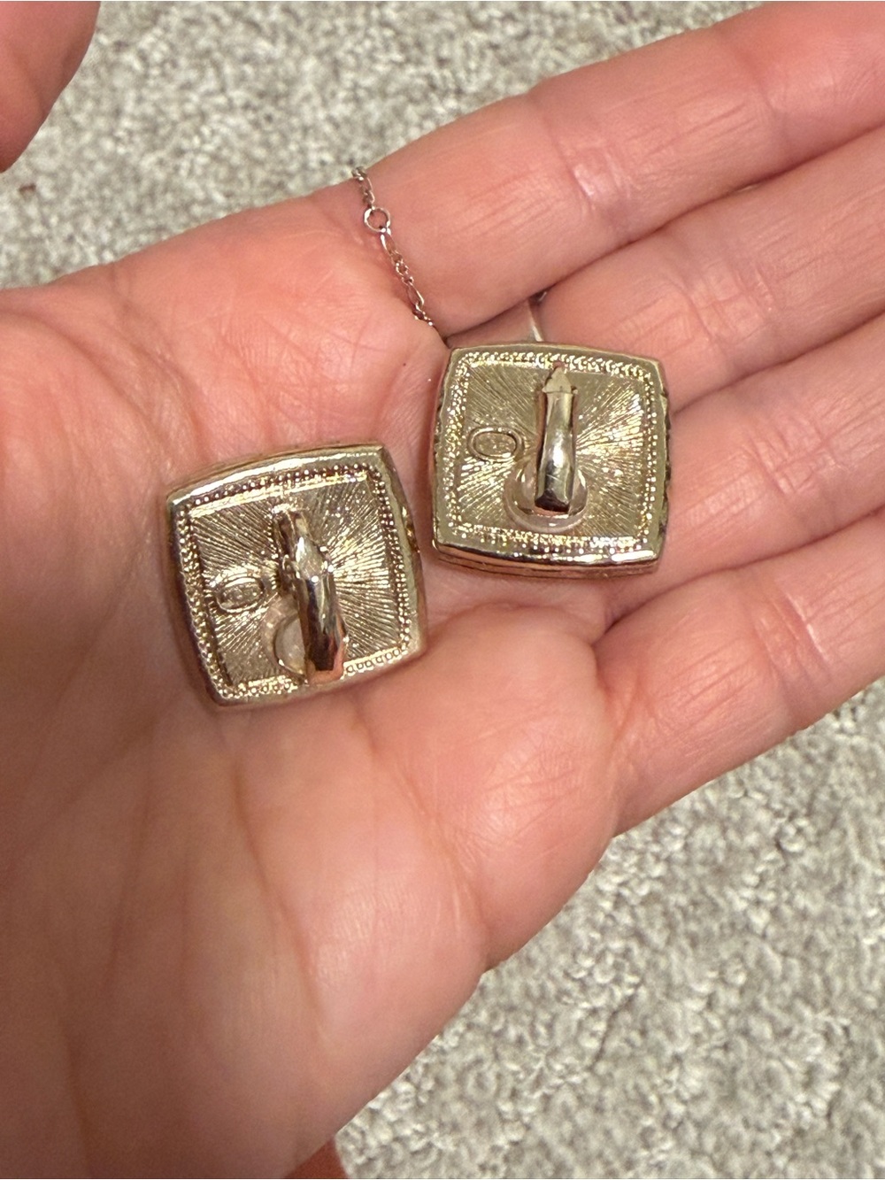 Chanel Black & Gold CC Logo Square Clip-On Earrings - Picture 4 of 5